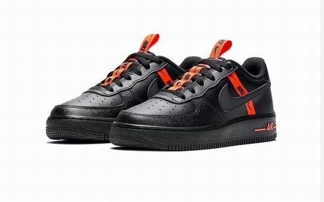 Cheap Nike Air Force 1 Black Orange Shoes Men and Women-45